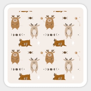 Cute little animals with moons Sticker